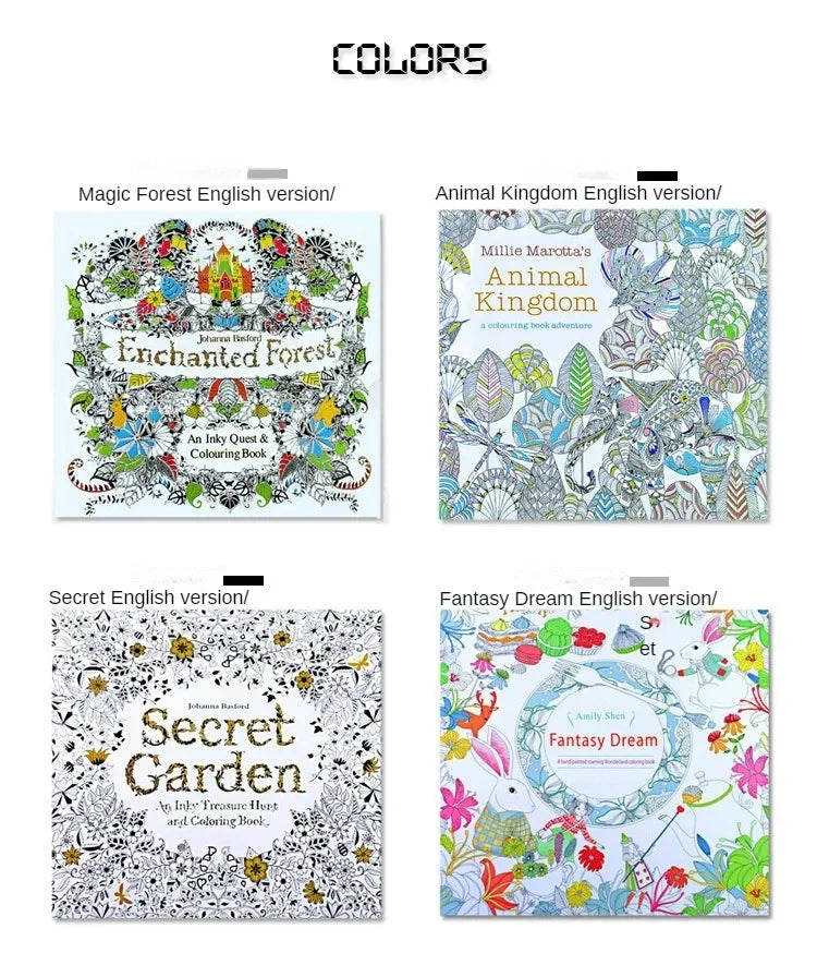Livro de colorir de 24 páginas para crianças e adultos, alívio do estresse, matar o tempo, pintura faça você mesmo, livro de desenho, pintura, brinquedos educativos para crianças