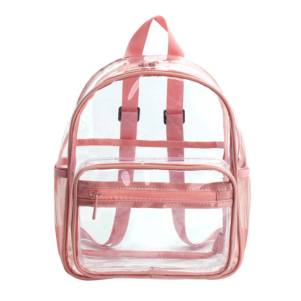 Mochila transparente de PVC para esportes ao ar livre, fitness, casual, viagem, visível, grande capacidade, à prova d'água, alça superior, mochila escolar