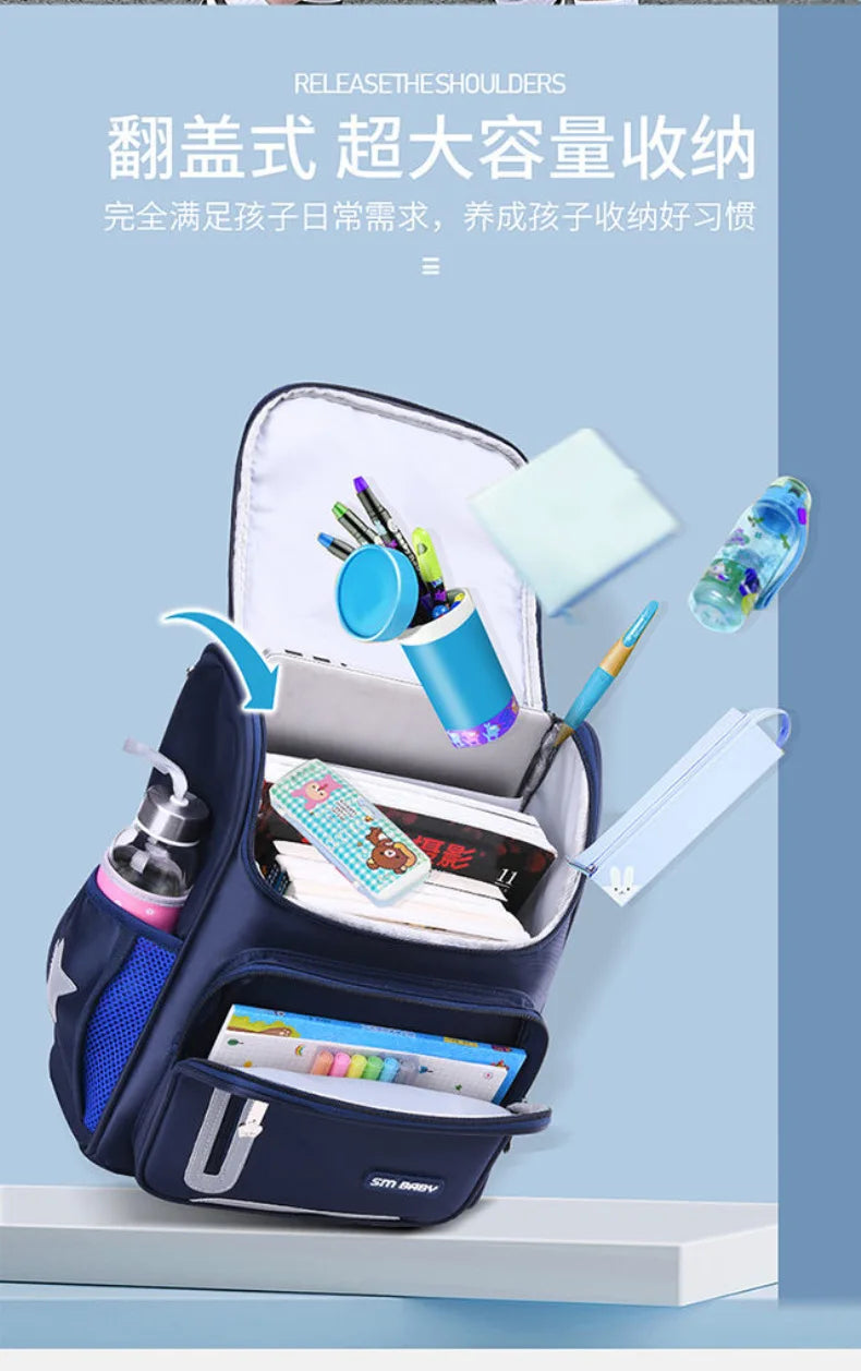 Mochilas escolares simples para estudantes, primárias, meninos, 1ª à 6ª série, proteção para coluna, redução de peso, mochila escolar para meninas, mochila unissex