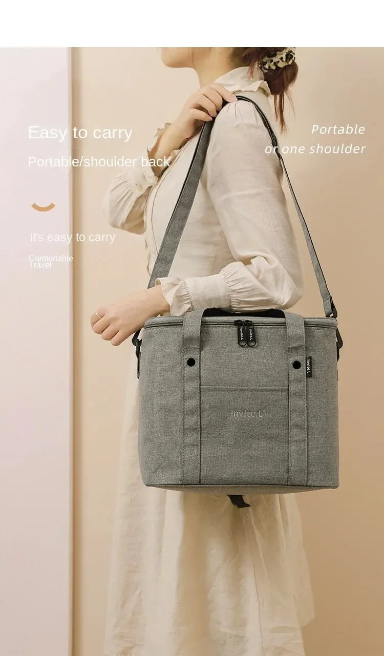 1 bolsa térmica para almoço para homens/mulheres, bolsa térmica grande reutilizável com alça de ombro para trabalho, escritório, piquenique, praia, viagem