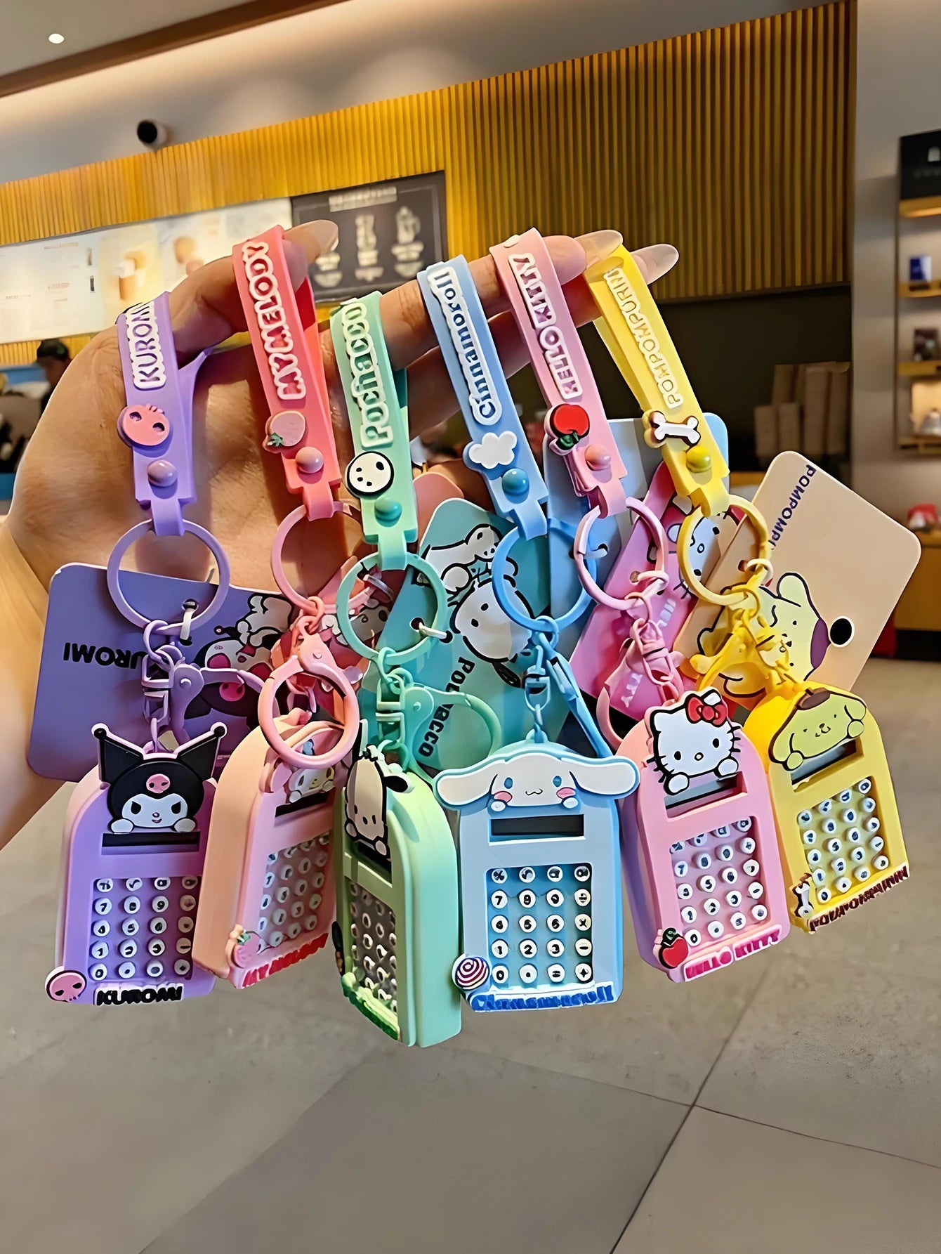 1 peça Sanrio Criativo Mini Calculadora de Computador Criativo Bolsa pingente brinquedo Desenho animado chaveiro pingente Kawaii Meninas meninos presentes de Natal