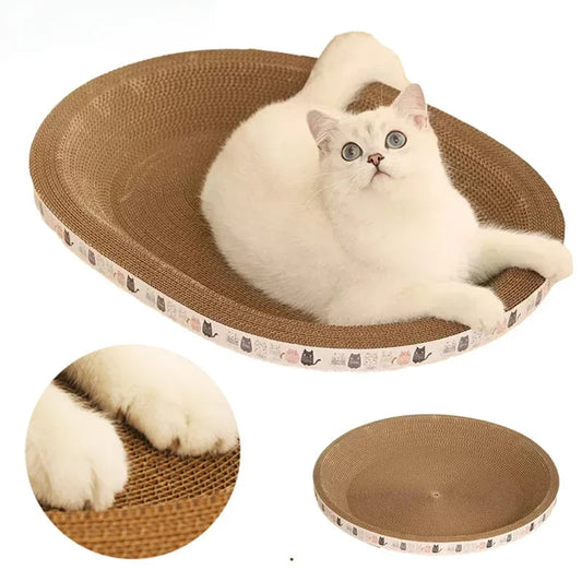 Arranhador ondulado para gatos, redondo, oval, com garras de moagem, resistente ao desgaste, cama para gatos, acessórios para gatos