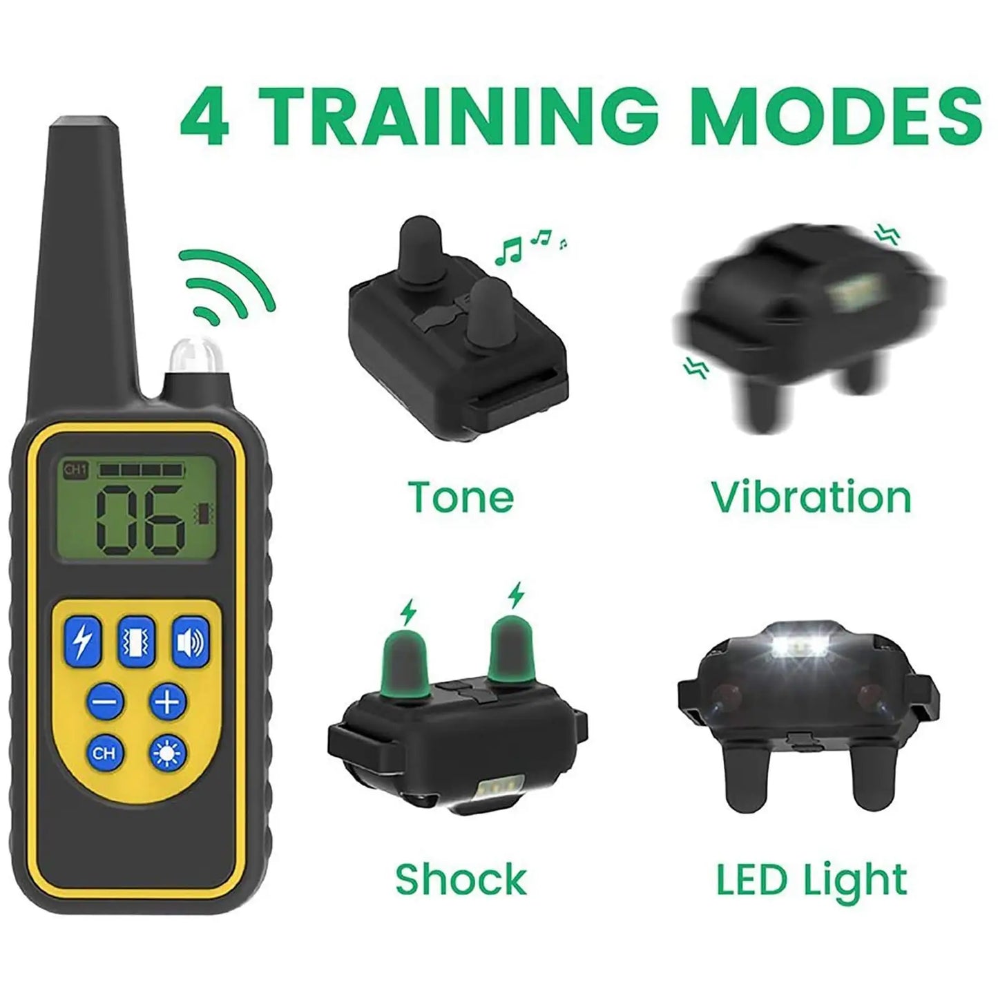 Electric Dog Training Collar Waterproof Dog Bark Collar Pet With Remote Control Rechargeable Anti Barking Device All Size Dogs