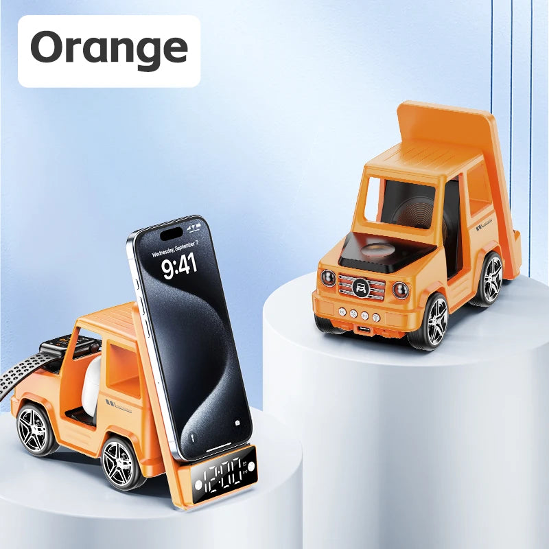 Suporte de carregamento sem fio 6 em 1 com despertador - Carregamento rápido para iPhone 16/15/14/13/12 Pro Max, 8/X/XS/XR, iWatch 8/7/6/5, AirP