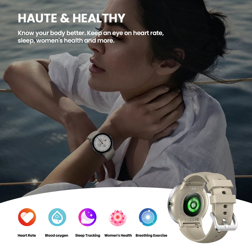 O NOVO Zeblaze Lily 2 2025, Smartwatch Feminino com Chamadas por Voz, Tela AMOLED de 1,2" e Pulseira Dupla, Relógio Inteligente Esportivo para Gestão da Saúde