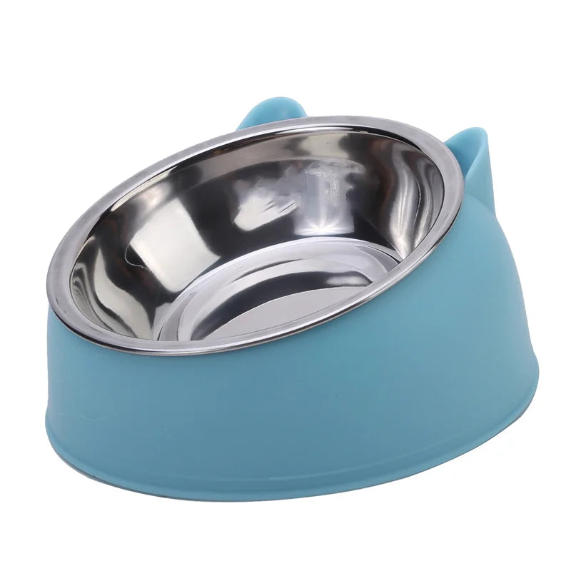 Tigela para gatos, adorável, criativa, inclinada, para gatinhos, filhotes, tigelas de alimentação, aço inoxidável, alimentador para gatos, cães de estimação, alimentadores para gatos