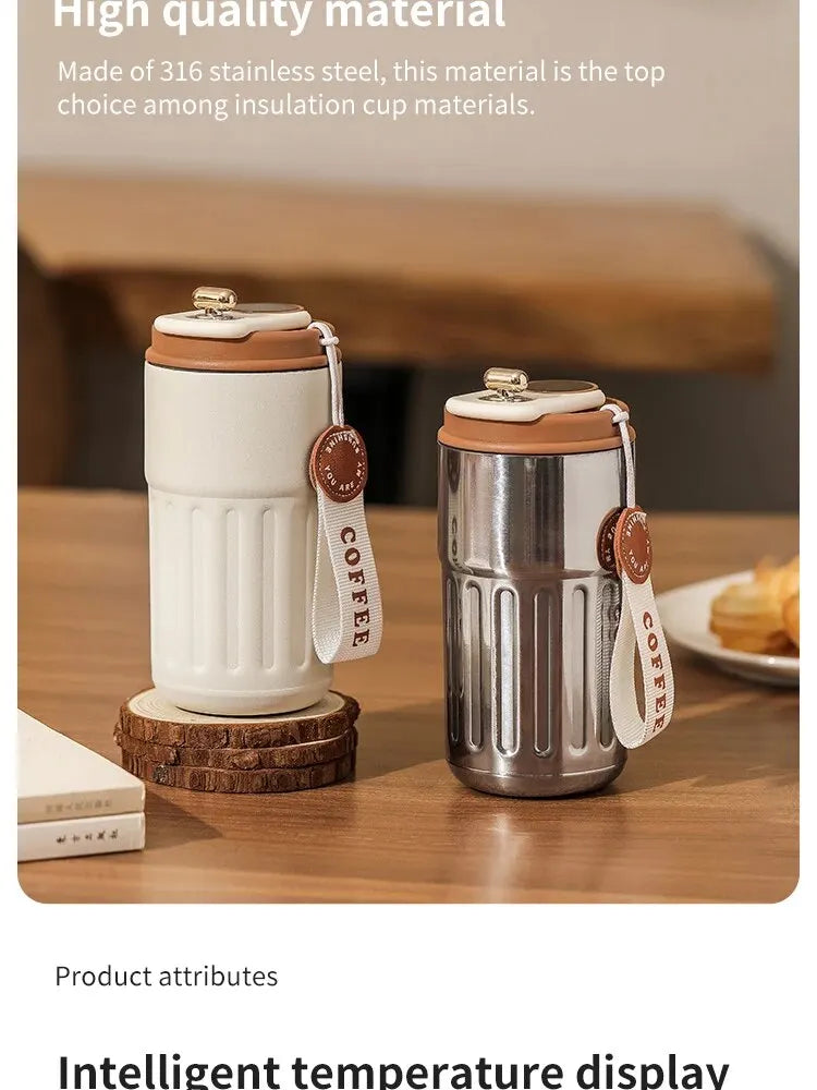 Garrafa térmica de 450 ml com display inteligente de temperatura, copo a vácuo de aço inoxidável 316, caneca térmica portátil para escritório e negócios