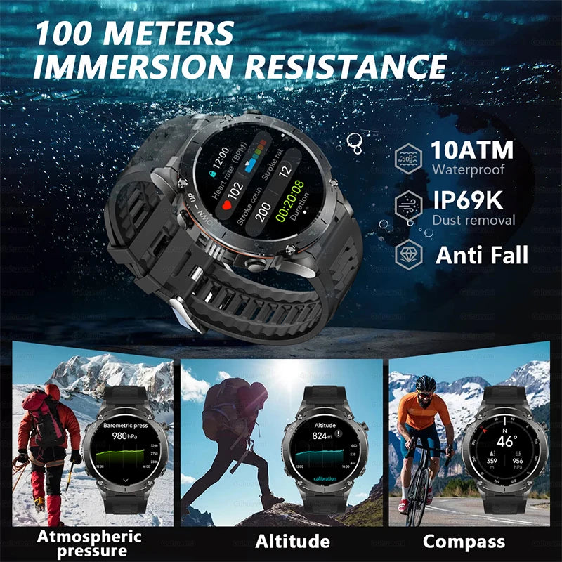 Novo relógio inteligente Xiaomi IOS Ultra GPS 2025, à prova d'água, 10ATM, com bússola GNSS de banda dupla integrada, esportivo militar, masculino, pulseira de natação