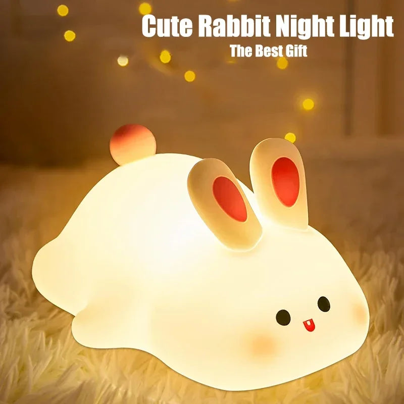 Luz noturna de silicone macio - USB recarregável, controle de toque, lâmpada de cabeceira regulável em 3 níveis para berçário, crianças, bebês e decoração de presentes