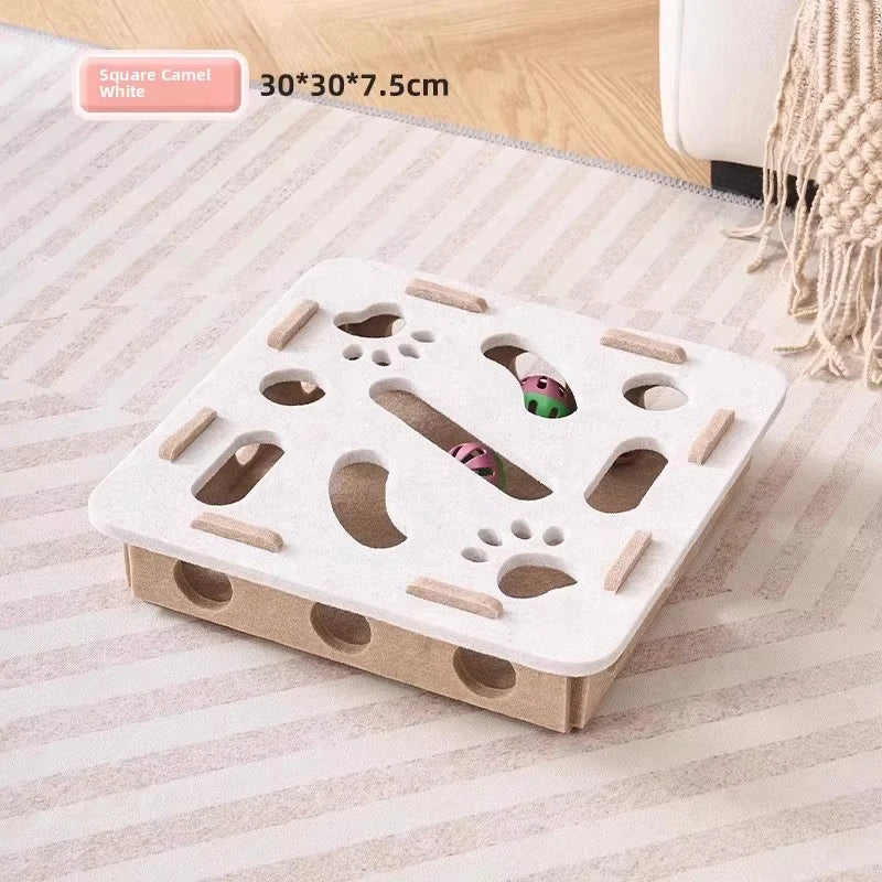 Brinquedo de quebra-cabeça para gatos, caixa de feltro, brinquedo de exercício para gatos com bola, entretenimento esportivo interno, brinquedos de caça para gatos domésticos