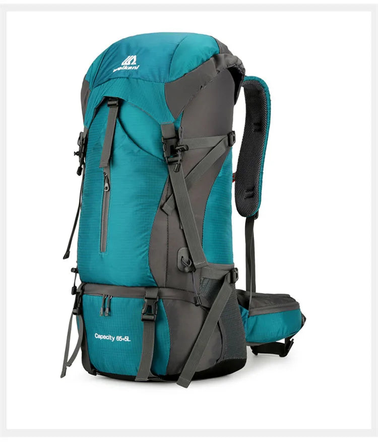 Mochila de acampamento de nylon 70L, bolsa de viagem com capa de chuva, mochila para caminhadas ao ar livre, mochila de montanhismo, bolsa de ombro masculina, bagagem