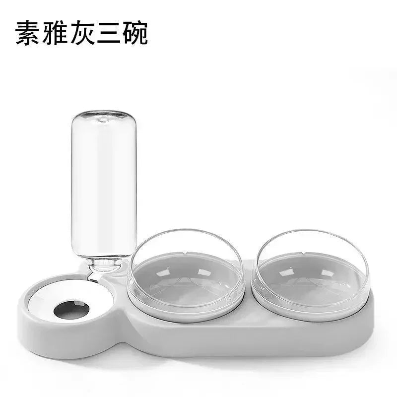 Pet Cat Food Bowl, Splash - proof Water, Three Bowl Neck Protection, Automatic Feeder, Water Storage Dispenser, Pet Dog Feeder