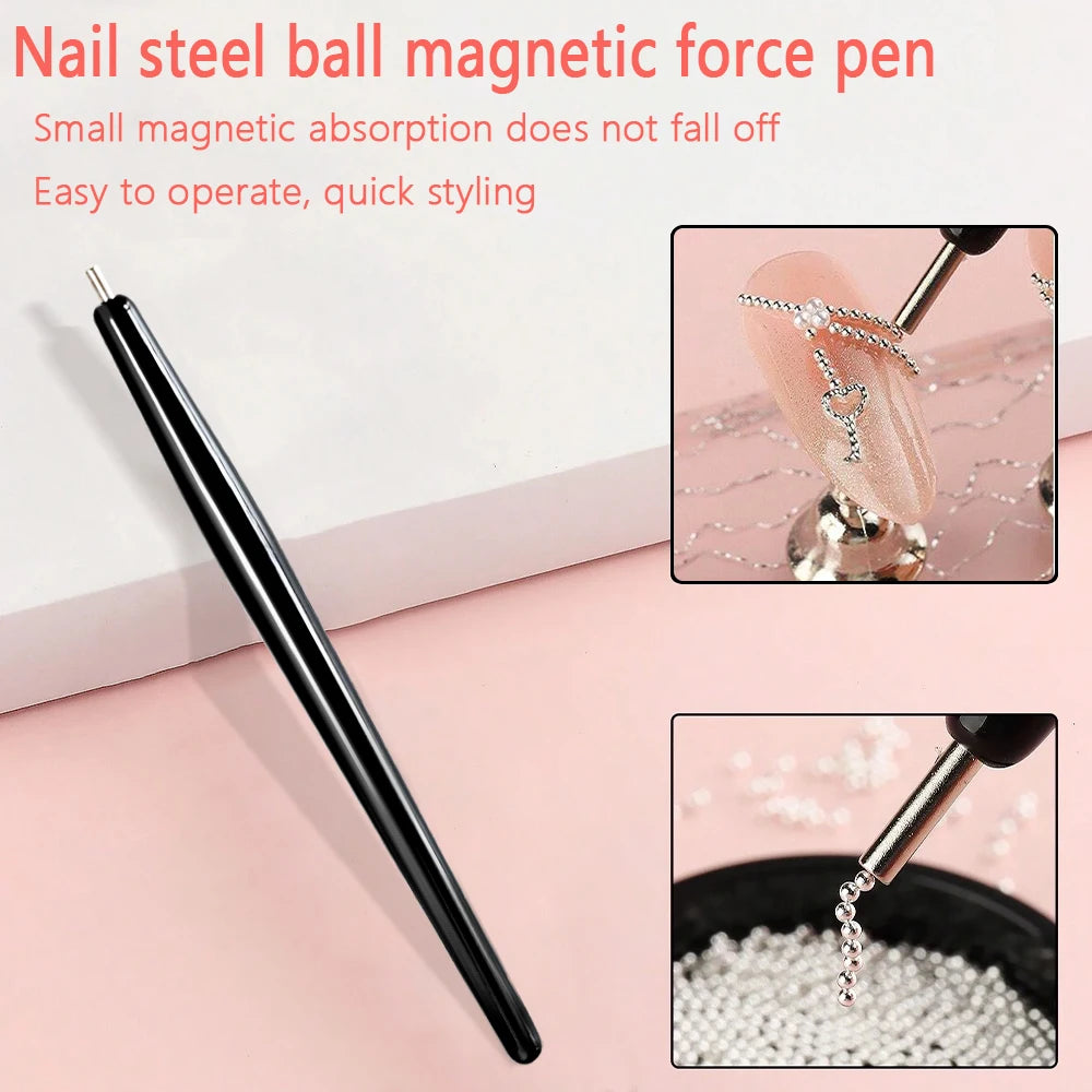 1 peça caneta magnética de unha olho de gato com sucção de 11 cm caneta magnética de esfera de aço ferramentas para arte em unhas esmalte em gel olho de gato bastão magnético %