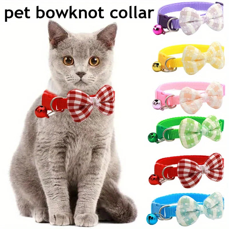 1 peça ajustável coleira xadrez para gato com nó - perfeita para vestir em festas e uso diário