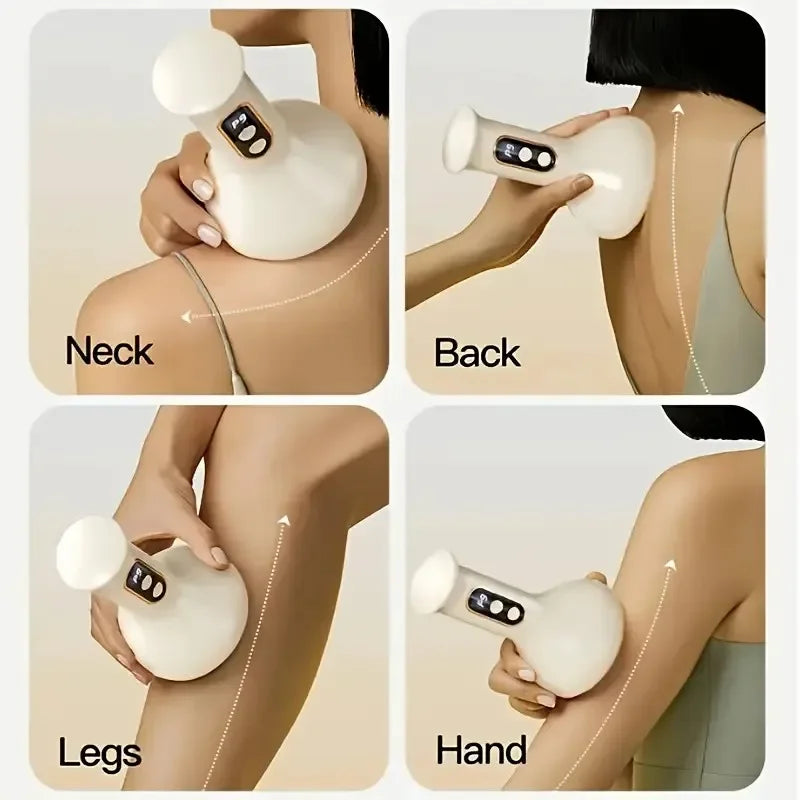 Massageador abdominal recarregável USB para compressa quente e intensidade ajustável de ventosas Guasha, massagem portátil para braços e pernas