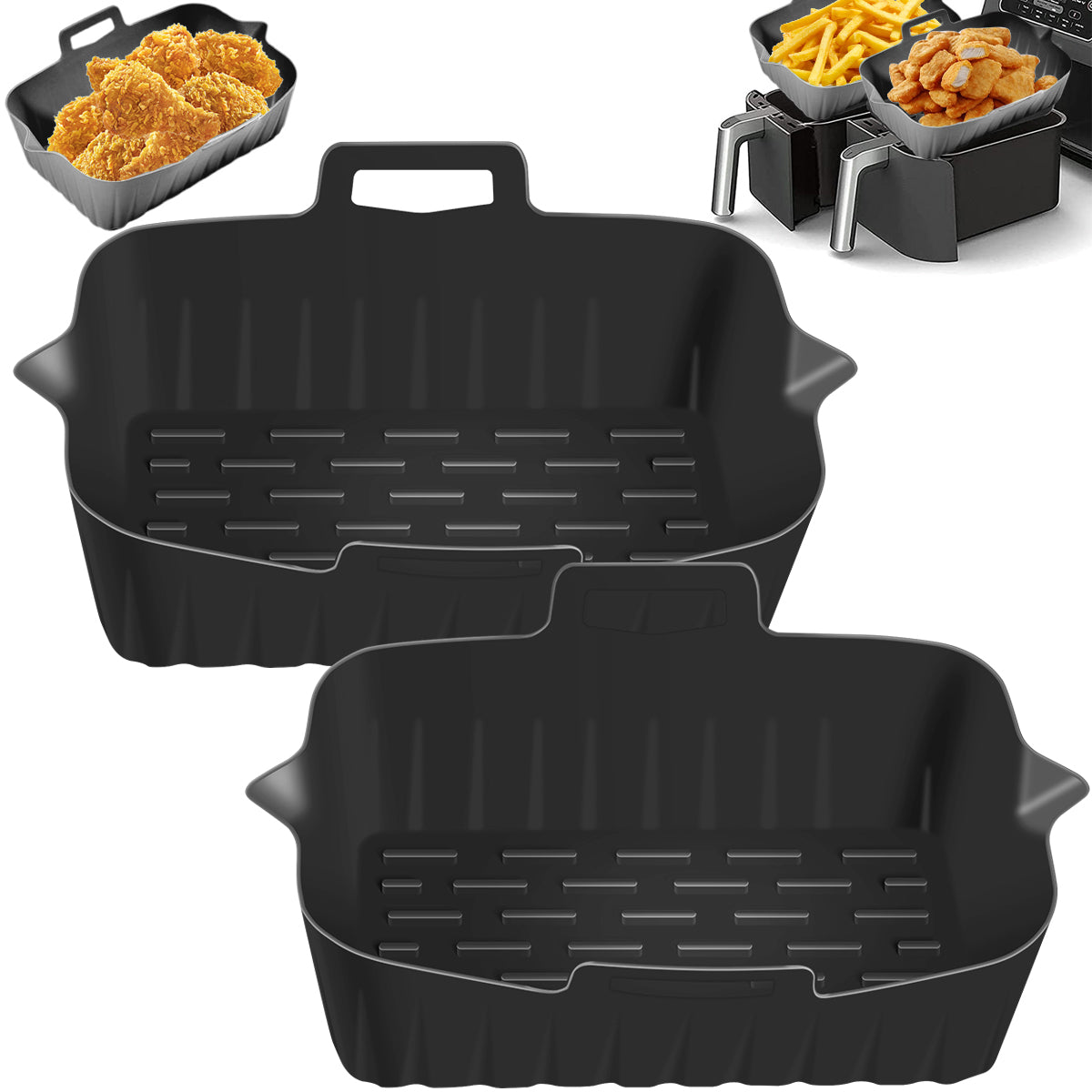 2 peças de forros de silicone para fritadeira de ar, 7,5 polegadas, acessórios para fritadeira de ar quente, molde para assar, bandeja quadrada antiaderente reutilizável