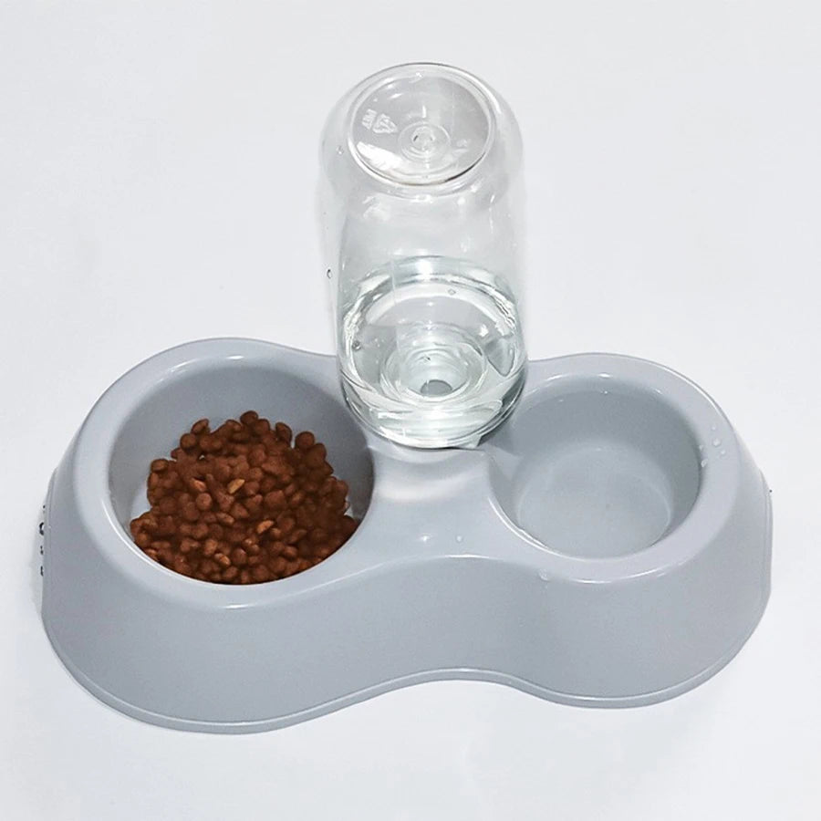 Tigela para gatos, tigela dupla para animais de estimação, tudo em um, para comer e beber água, antiderrapante, com refil automático de água