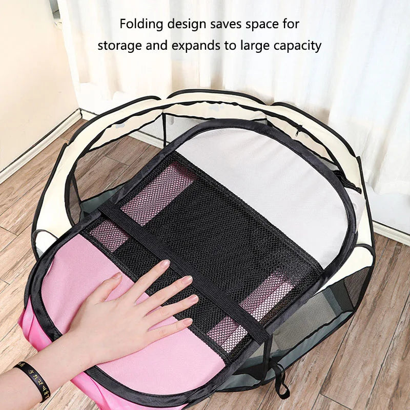 Sala de parto para cães e gatos, gaiola octogonal para animais de estimação, cerca respirável, tenda, tecido Oxford resistente a arranhões, ninho dobrável para cães e gatos