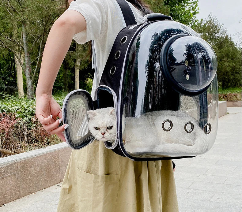 Bolsa de transporte para gatos e animais de estimação, mochilas para animais de estimação, respirável, portátil, transparente, bolsa de transporte para filhotes e cães, cápsula espacial