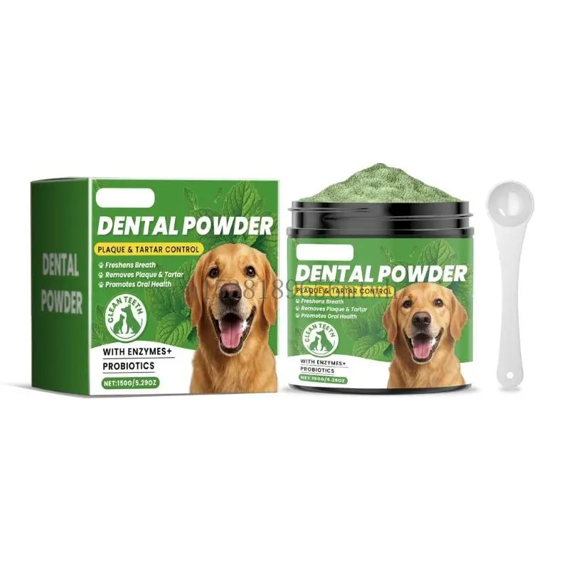 Pó para limpeza de dentes de animais de estimação, hálito refrescante para cães, ferramenta de limpeza de dentes de cães fácil de usar, cuidado com os dentes de gatos B03D