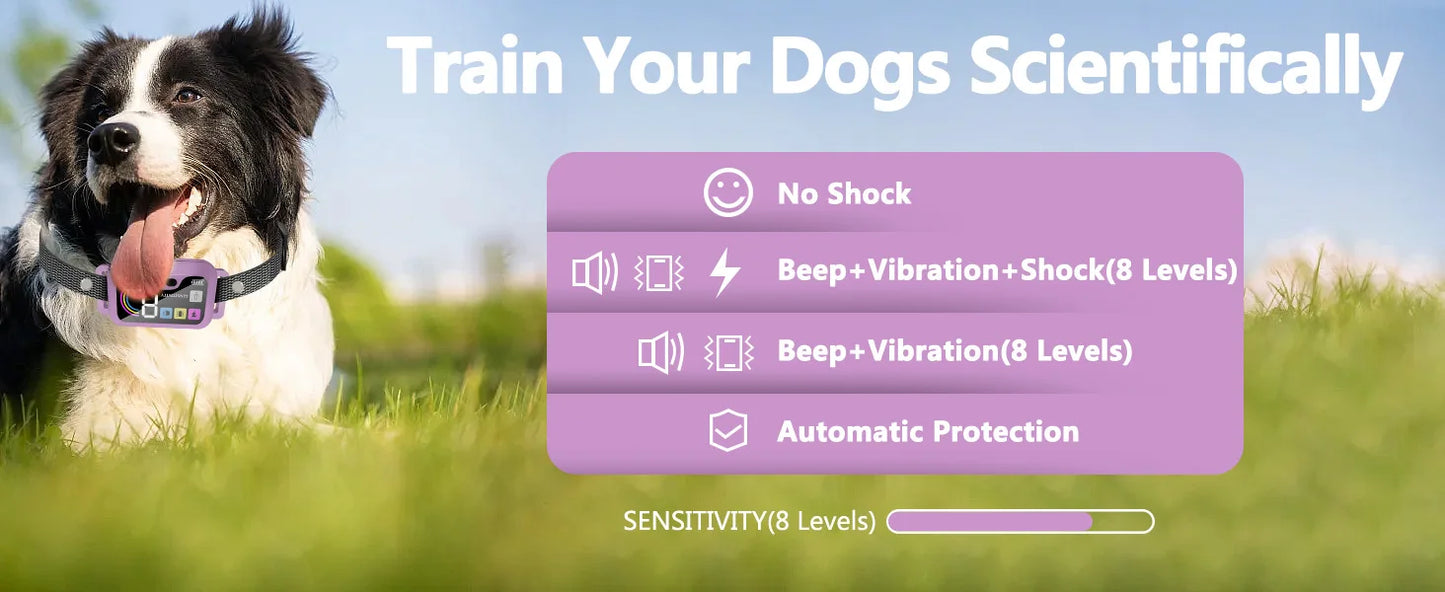PUPOPAN Dog Training Collar for Large Dogs - Shock Collar with 3 Training Modes Waterproof Electric Shockers And Training Icons