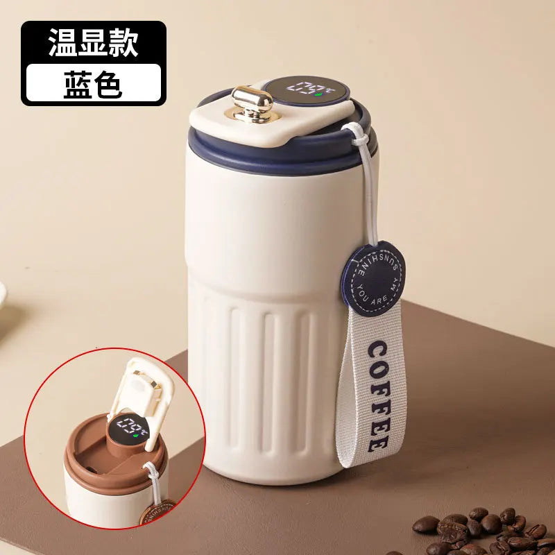 Caneca térmica de aço inoxidável com visor de temperatura, caneca de café inteligente para carro, caneca térmica para presente