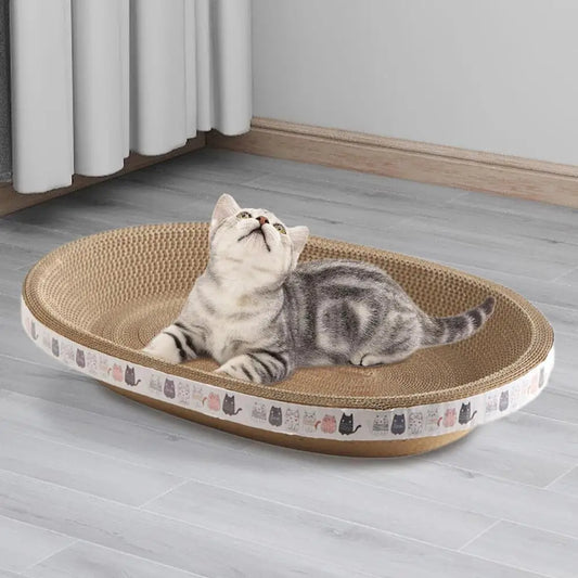 Arranhador ondulado para gatos, redondo, oval, com garras de moagem, resistente ao desgaste, cama para gatos, acessórios para gatos