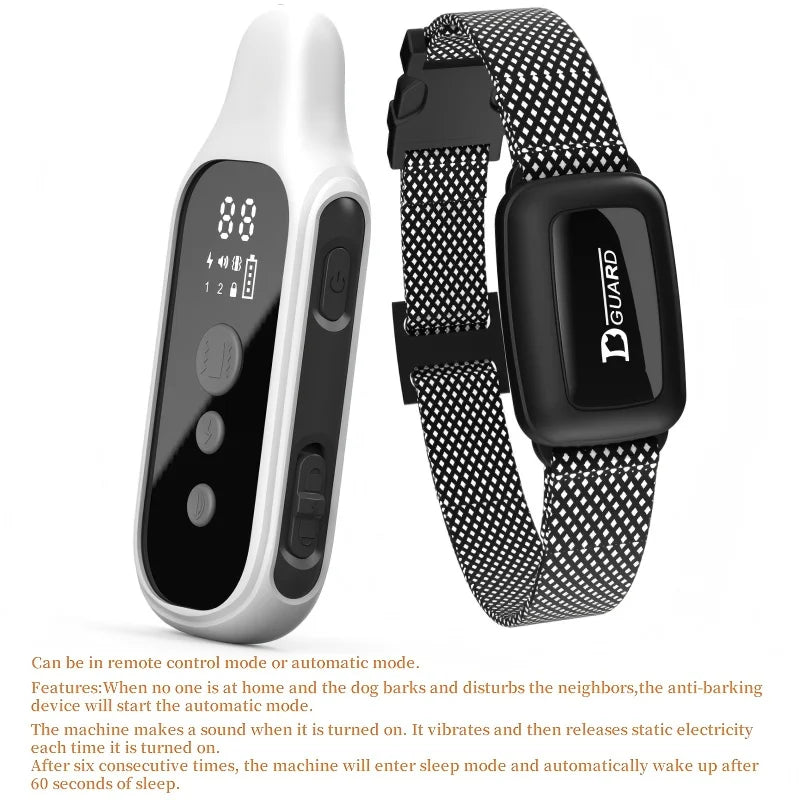 3000FT Remote control + automatic Electric Dog Training Collar Detachable Bark Rechargeable Anti Barking Shock Vibration Collar