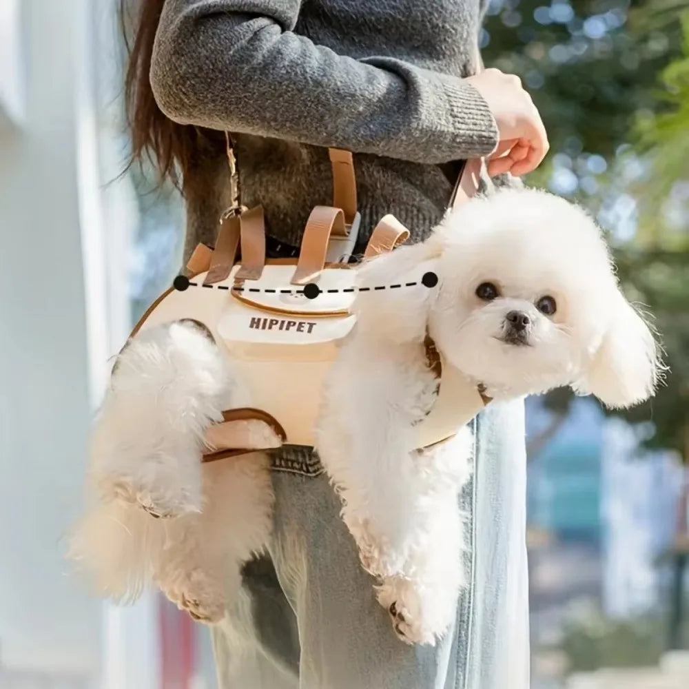 Mochila multifuncional para transporte de cães com alça dupla, respirável e ajustável, artefato para animais de estimação, bolsa lavável para passeios com cães