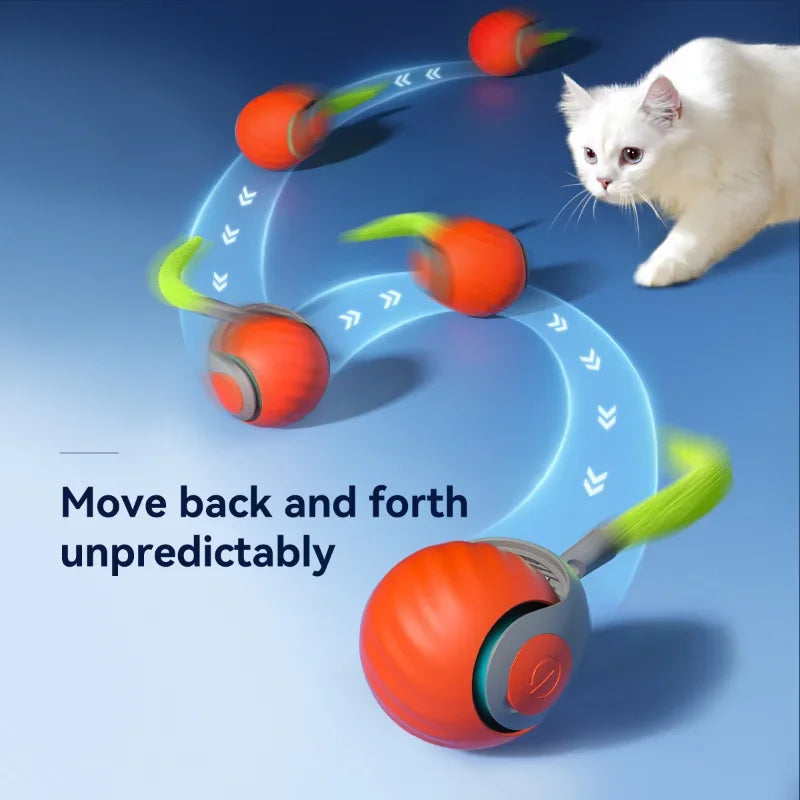 Novo brinquedo interativo para gatos, bola rolante automática com cauda falsa, brinquedo elétrico inteligente recarregável para animais de estimação, treinamento para cães e gatos, imitação de rato
