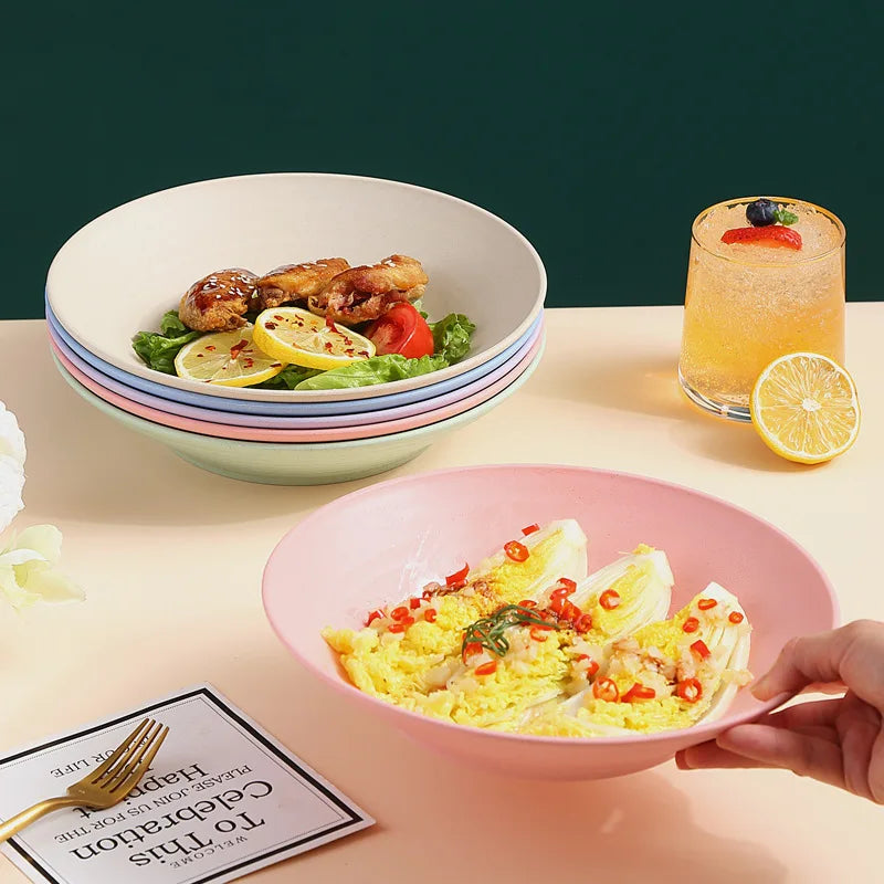 Tigela de sopa de palha de trigo, utensílios de mesa de plástico para micro-ondas, tigelas de salada de frutas, pratos de macarrão para cereais, pratos de jantar, utensílios de cozinha