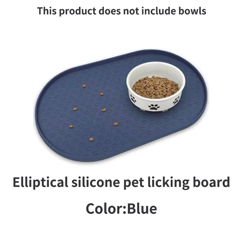 Tapetes para refeições de animais de estimação disponíveis em 6 cores, tapetes para alimentação de cães, tapetes para alimentação de cães de estimação, material de silicone, formato oval, fácil de limpar