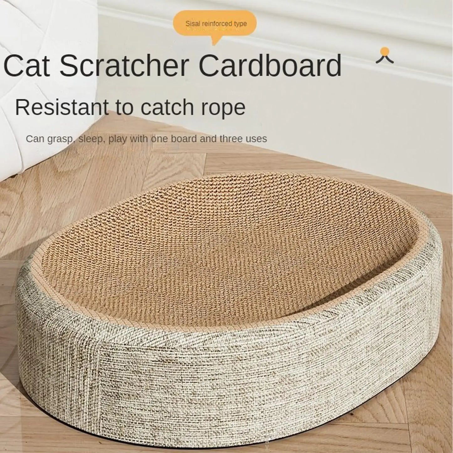 Arranhador oval para gatos, cama de sisal para arranhar, tapete de dormir multiuso para animais de estimação, resistente ao desgaste, cama para arranhar para gatos