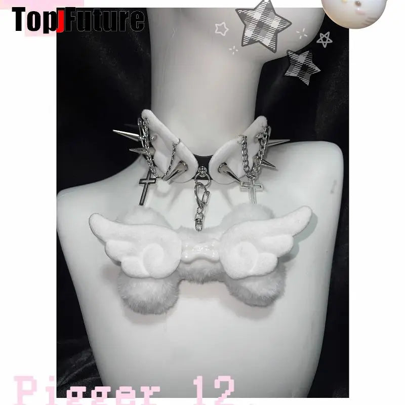 Mulheres Y2K Garota sangrenta punk Harajuku Gótico Lolita doente ferido colar curto Halloween cosplay adereços subcultura Gargantilhas Gargantilha
