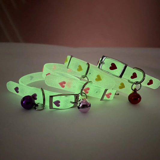 Colar luminoso para gatos, coleira pequena anti-perda de silicone fluorescente, sino, colar de pescoço, acessórios para gatos de estimação
