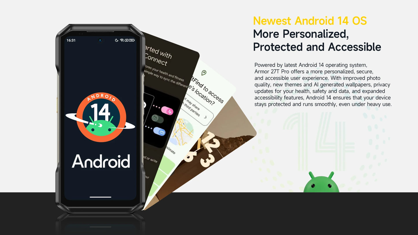 Ulefone Armor 27T Pro 5G, telefone robusto, 10600mAh, Android 14, smartphone com câmera noturna de 50MP+64MP, 6,78" 120Hz, 24GB+256GB NFC