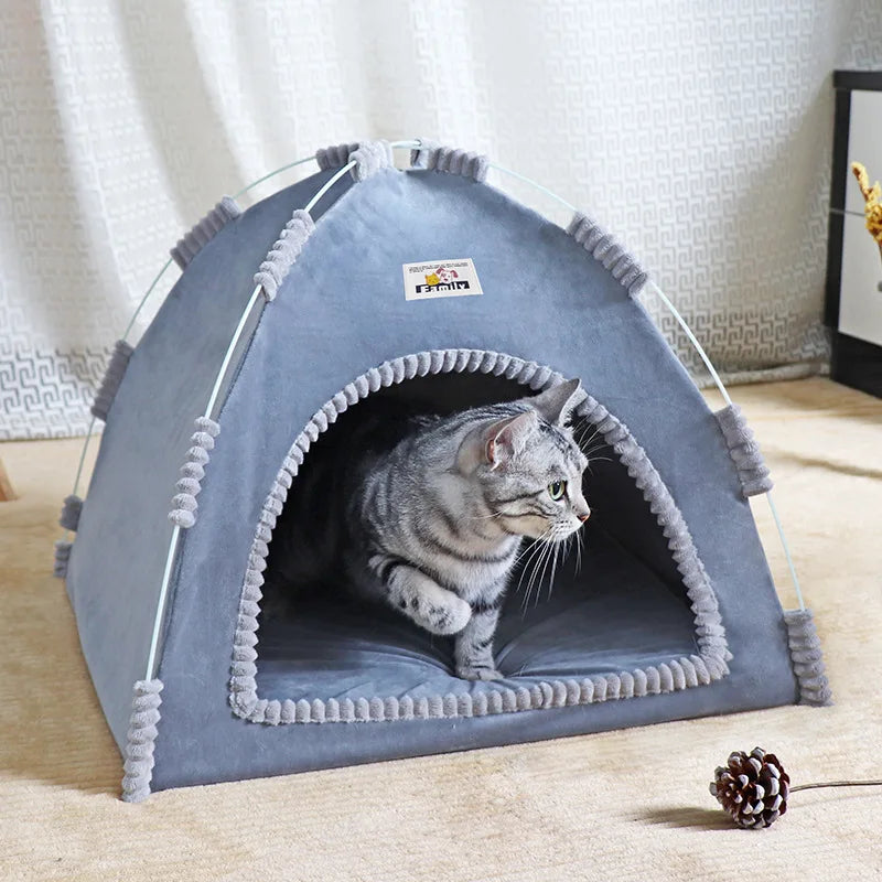 Casa dobrável para gatos, tenda para animais de estimação, quatro estações, ninho universal para gatos e cães, tapete refrescante de verão, portátil, dobrável e respirável para áreas externas