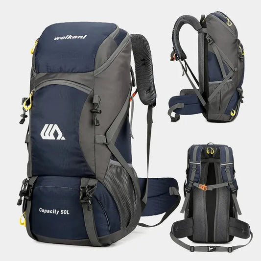 Mochila de viagem 50L para acampamento, bolsa grande para caminhada, mochila turística à prova d'água para esportes ao ar livre, escalada e montanhismo