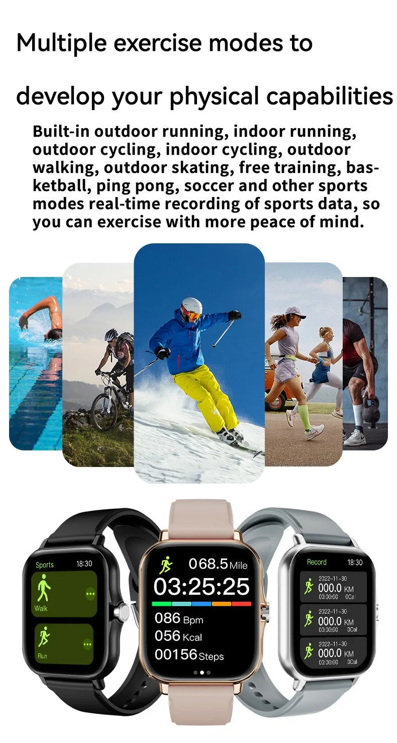 Relógio inteligente XiQeer para mulheres e homens, relógio de pulso com Bluetooth, reprodutor de chamadas, música, fitness, esportivo, pulseira, monitor de sono, relógios digitais