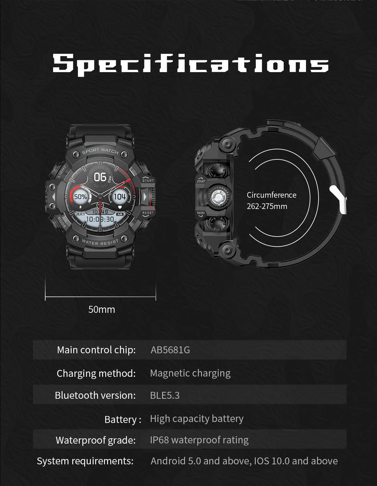 Novo relógio inteligente esportivo robusto para atividades ao ar livre 2025, masculino, com chamada Bluetooth, colorido, IP68, à prova d'água, bússola militar, relógio inteligente, lanterna