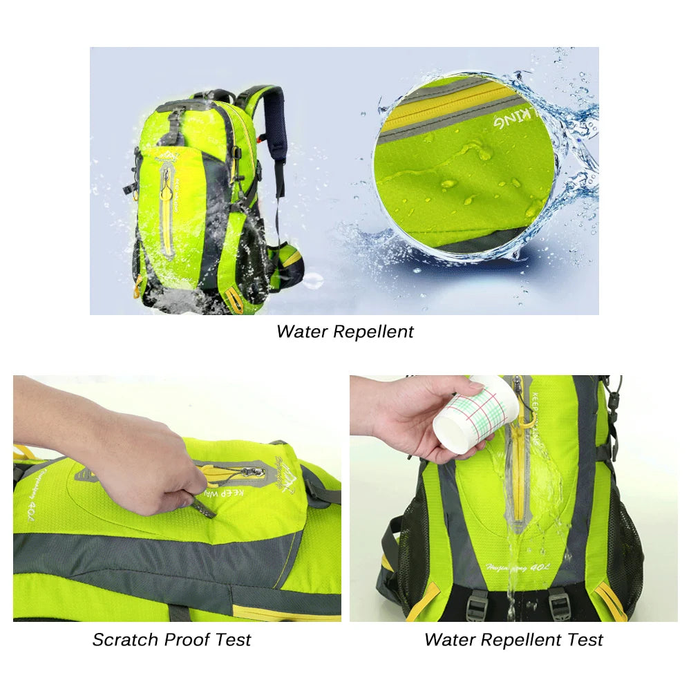 Mochila de viagem resistente à água de 40L para acampamento, caminhada, laptop, mochila de caminhada, escalada, mochilas para homens e mulheres, suprimentos para caminhada