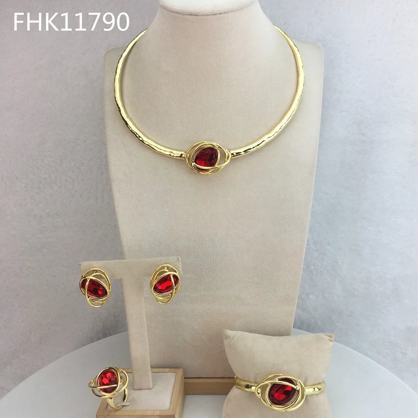Yuminglai Dubai Fine Jewelry Conjuntos de joias clássicas com strass para mulheres FHK11792