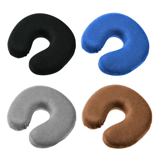 Travesseiro de viagem portátil mini, 5 cores, ultraleve, inflável, espuma de memória, em formato de U, para acampamento ao ar livre, viagem, travesseiro macio