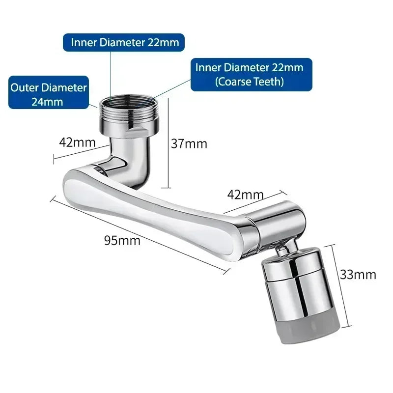 Extensor de torneiras com rotação universal de 1080°, cabeça de pulverizador, braço de robô de cozinha, extensão de torneira, aerador, misturador, borbulhador, bico de torneira de água