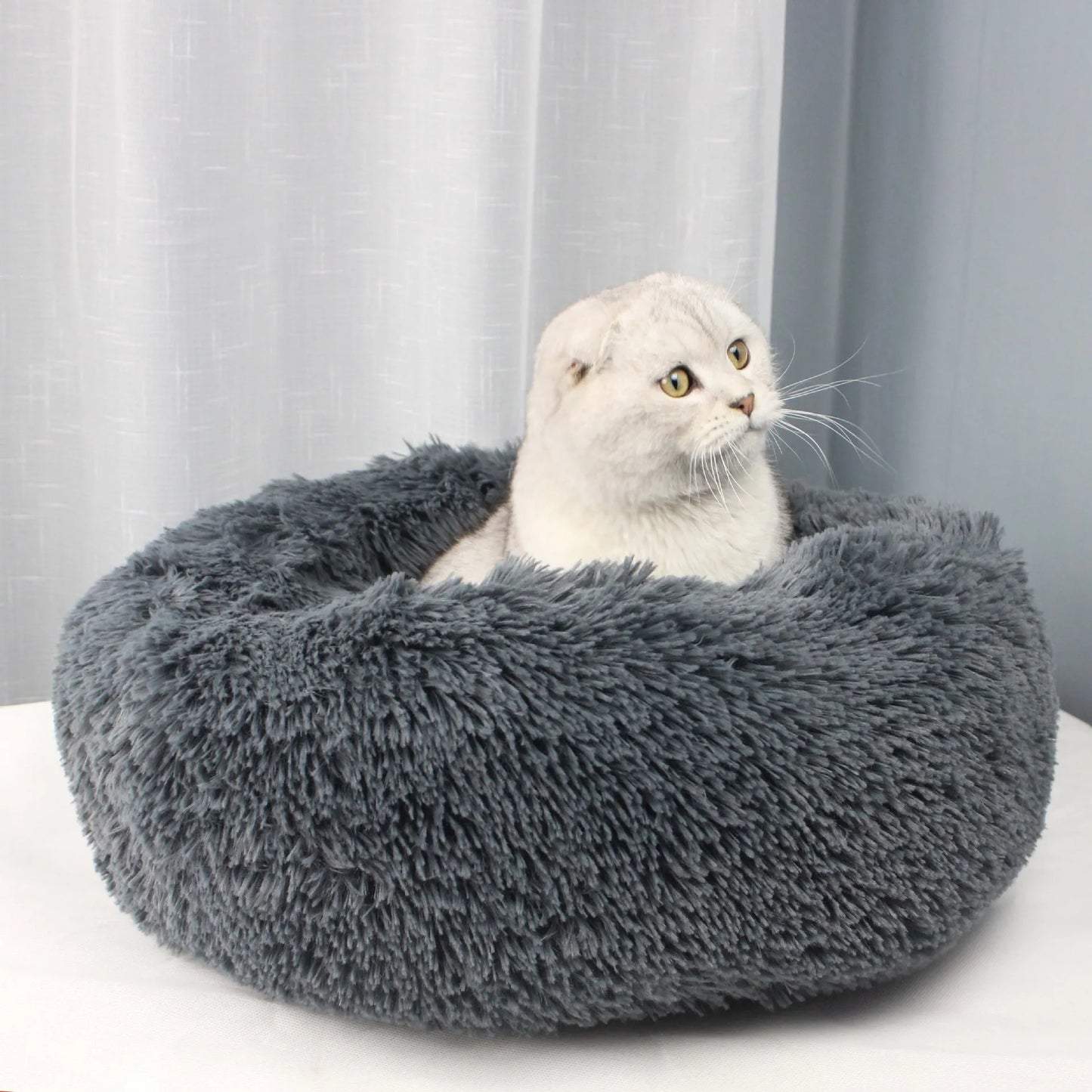 Ninho de pelúcia para animais de estimação, ninho de gato de inverno, ninho de cachorro, quente, removível e lavável, redondo, cama para animais de estimação, decoração sazonal universal para casa