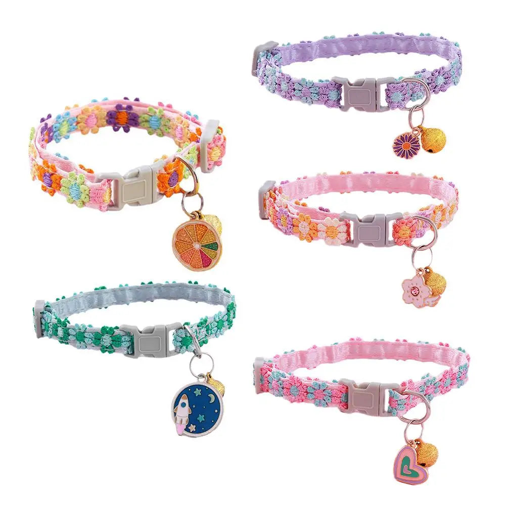 Pet Collar Adjustable Colorful Lace Flower Cat Collar Puppy Accessory Necklace Pet Collar Kitten Cute Dog Bell Cat Product