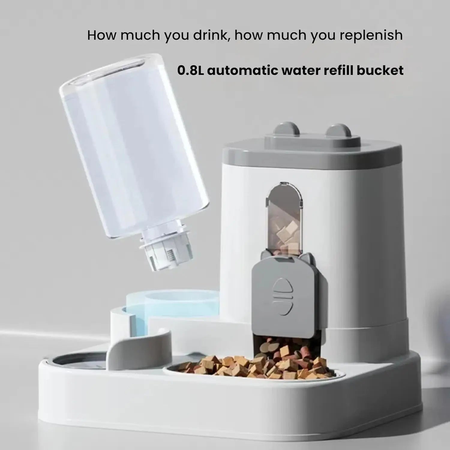 1.6L+0.8L Automatic Pet Feeder and Water Dispenser Combination Large Capacity Wet and Dry Separation Design Cat Dog Food Bowl