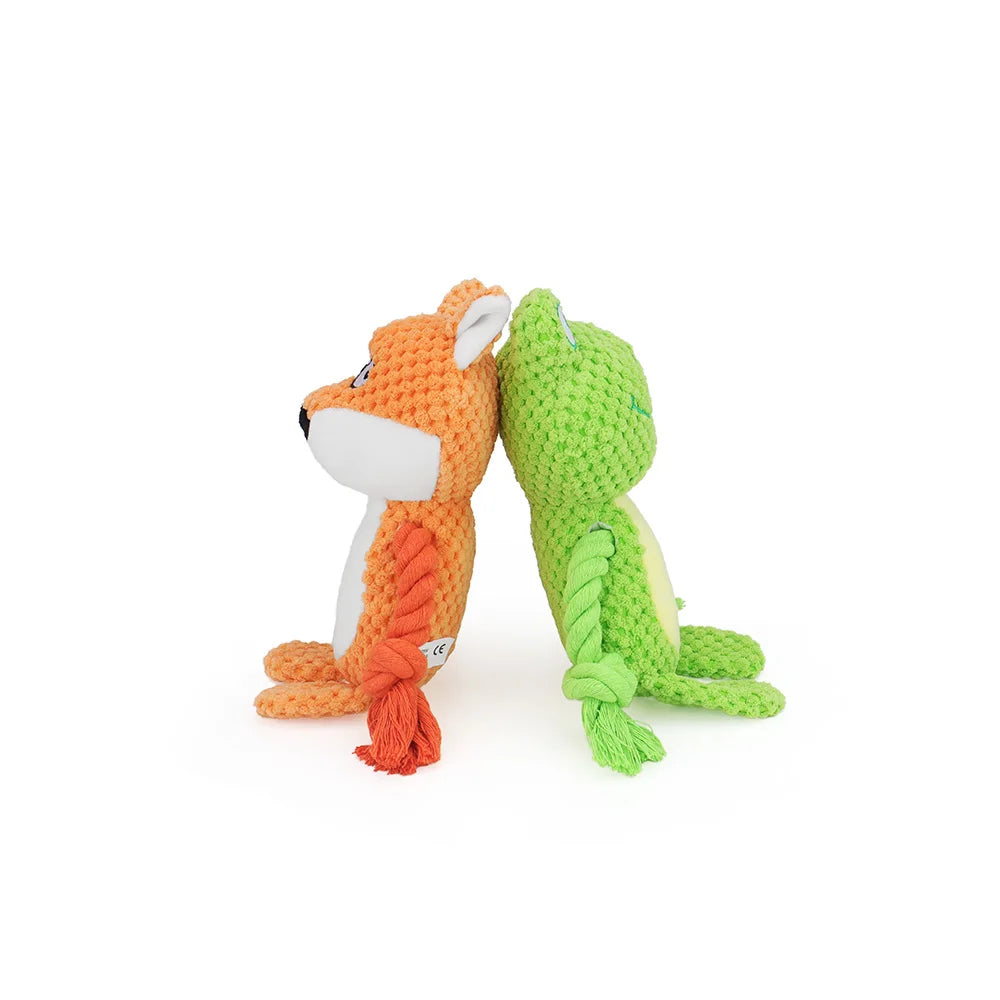 Brinquedo de corda para cachorro de pelúcia fofo, filhote de cachorro de pelúcia fofo, brinquedo de mastigar com nó de guincho, coelho de desenho animado, macaco