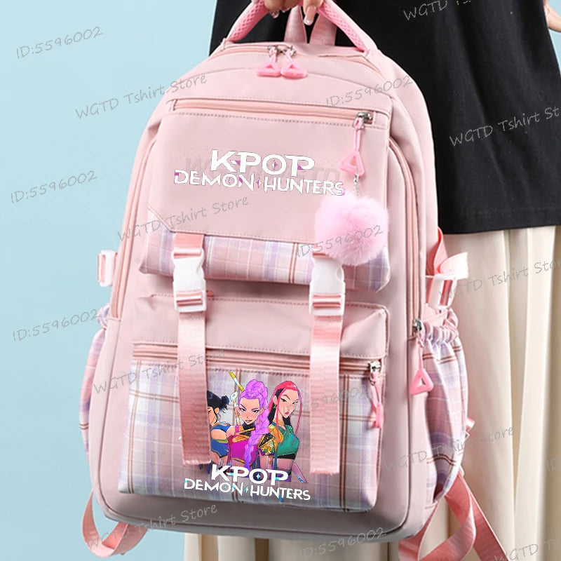 Mochila escolar infantil estampada do filme 2025 KPop Demon Hunters multifuncional mochila para estudantes e meninas nova moda mochila escolar