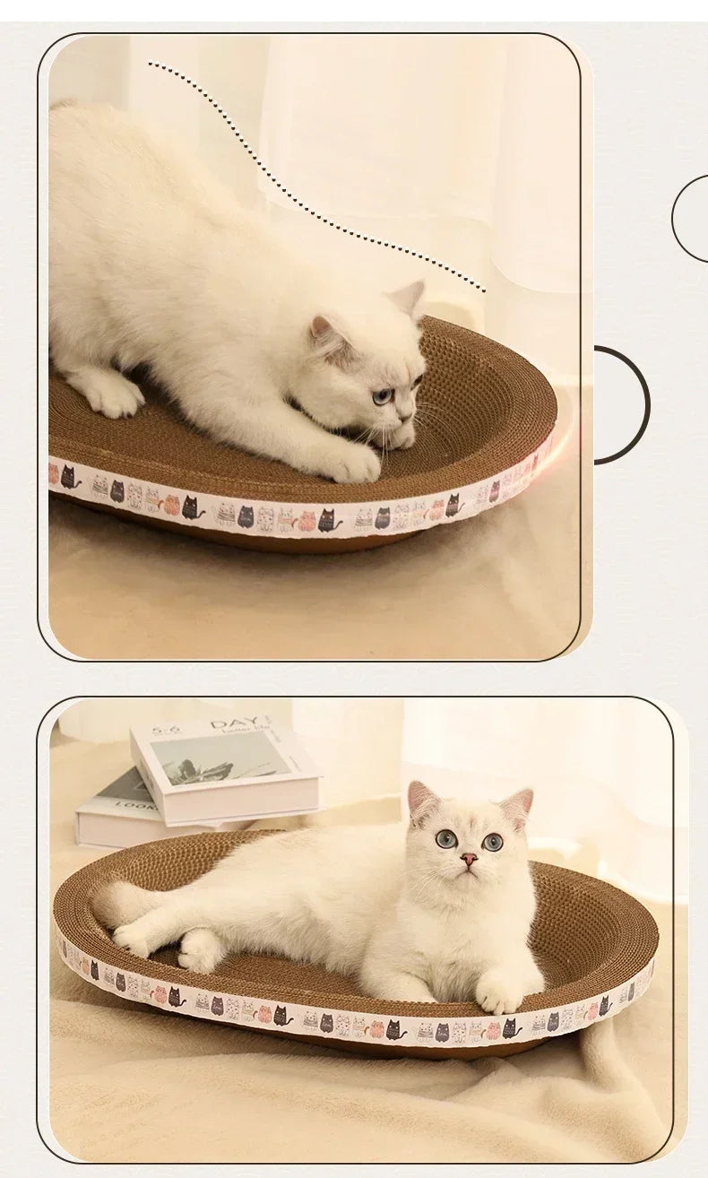 Arranhador ondulado para gatos, redondo, oval, com garras de moagem, resistente ao desgaste, cama para gatos, acessórios para gatos